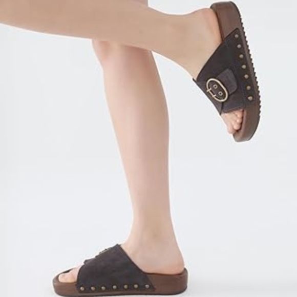 UBFEN Platform Sandals Sliders Grey Suede Women's Sandals Size EU42 US11 - Picture 2 of 8